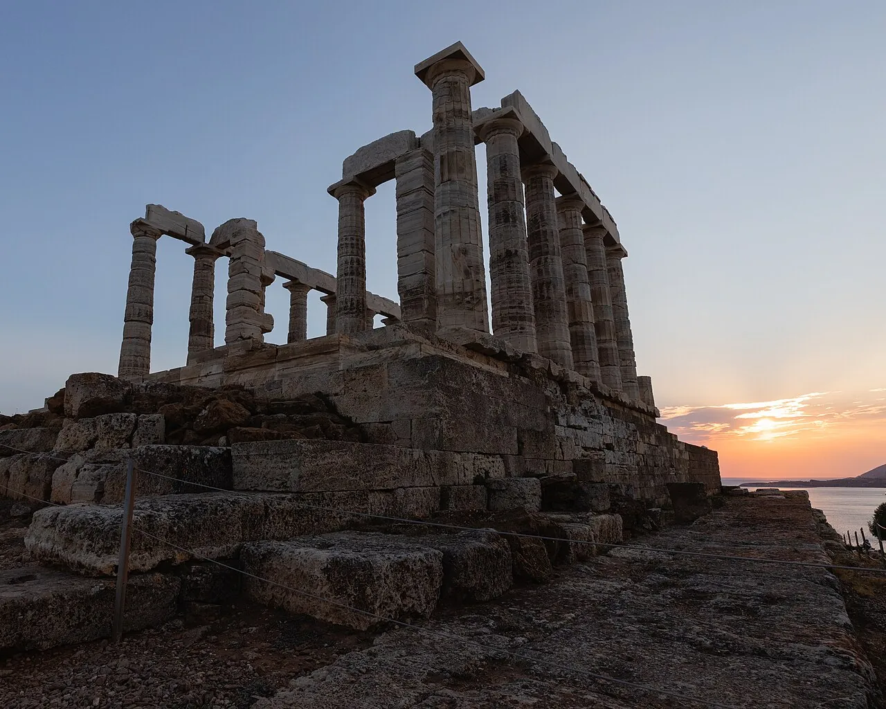The Temple of Poseidon at Cape Sounion at sunset