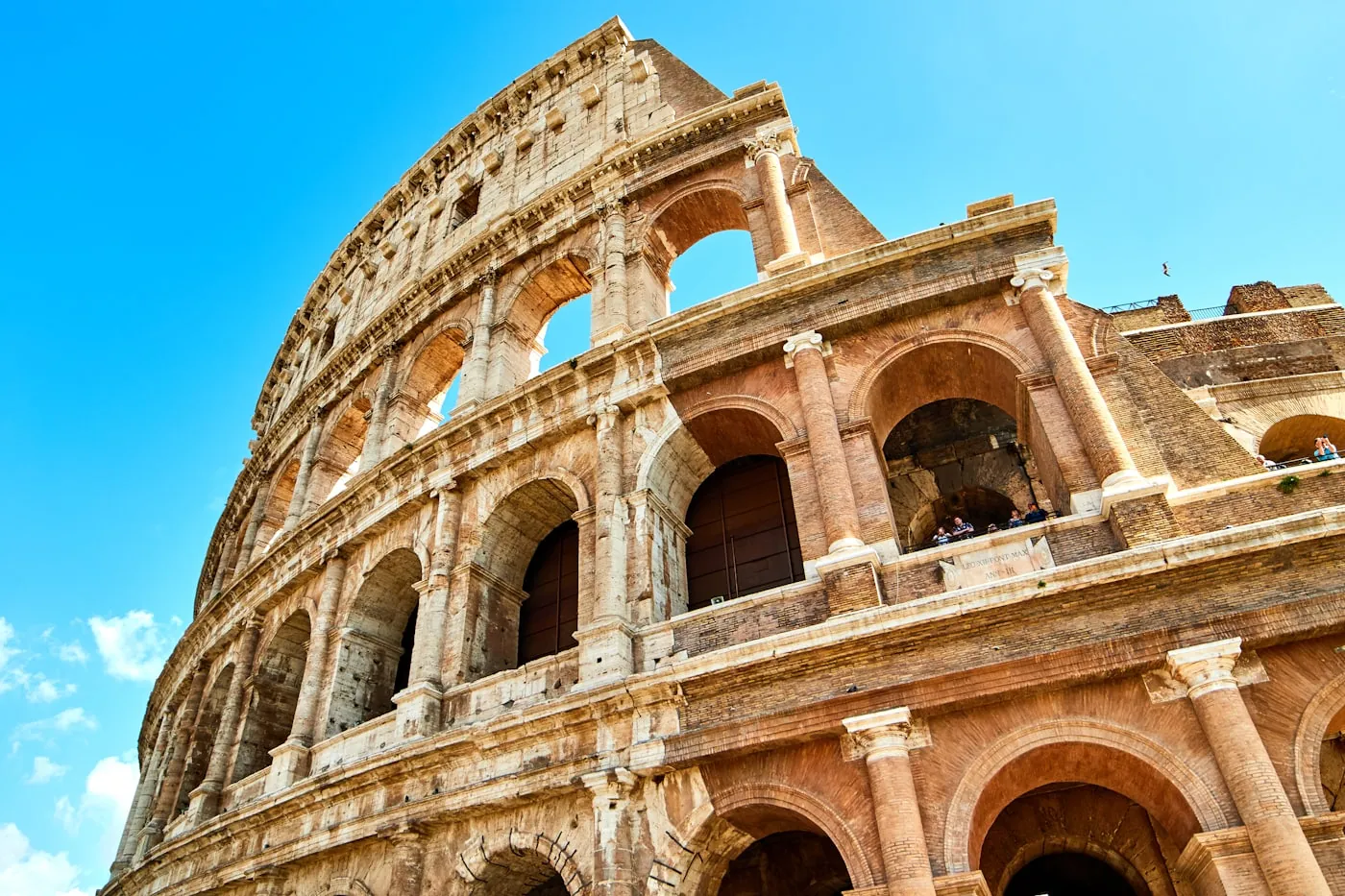 The Colosseum's arches seen from below