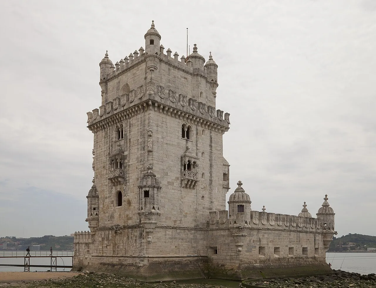 The Torre de Belém standing in the Tagus at Lisbon