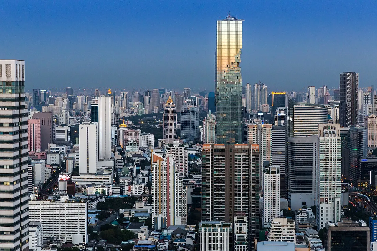 The Bangkok skyline at dusk
