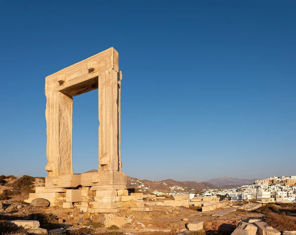 The Portara, the marble doorway of Naxos's unfinished Temple of Apollo