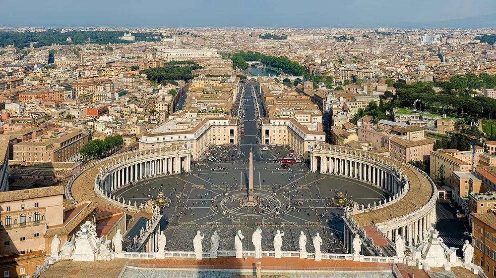 St Peter's Square and its colonnades, seen from the basilica