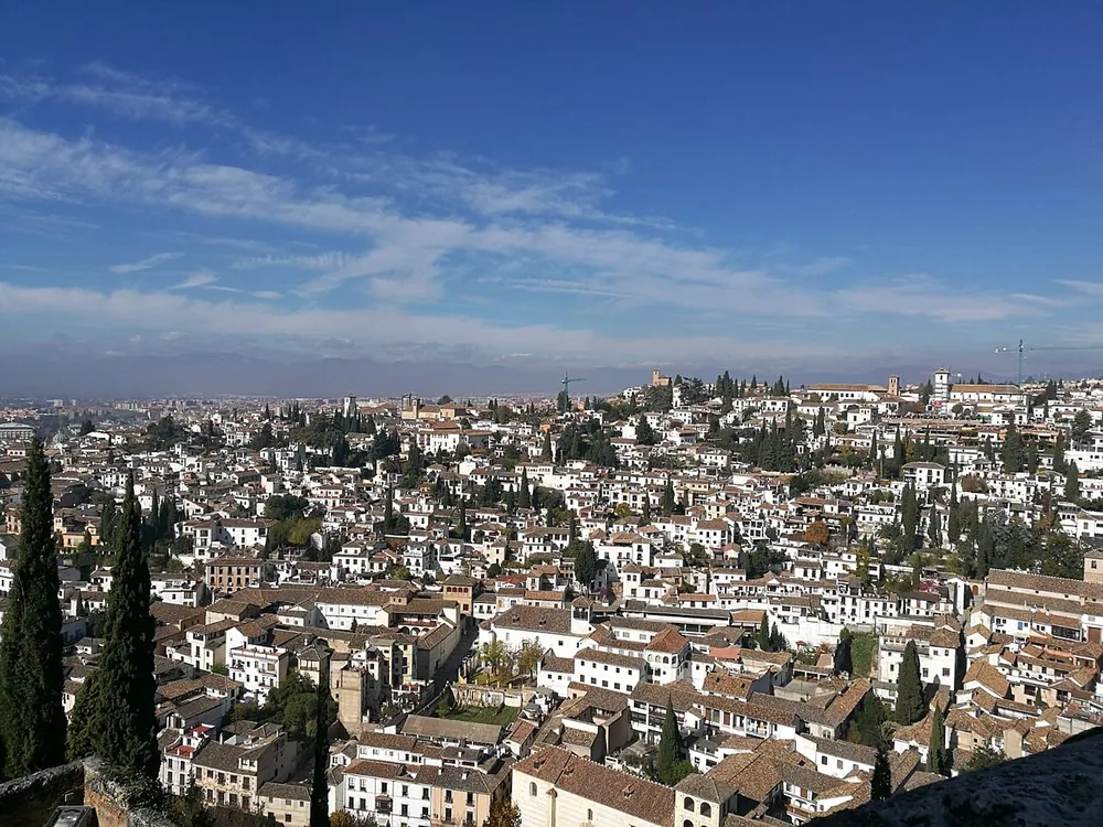 The white houses of the Albaicin seen from the Alhambra