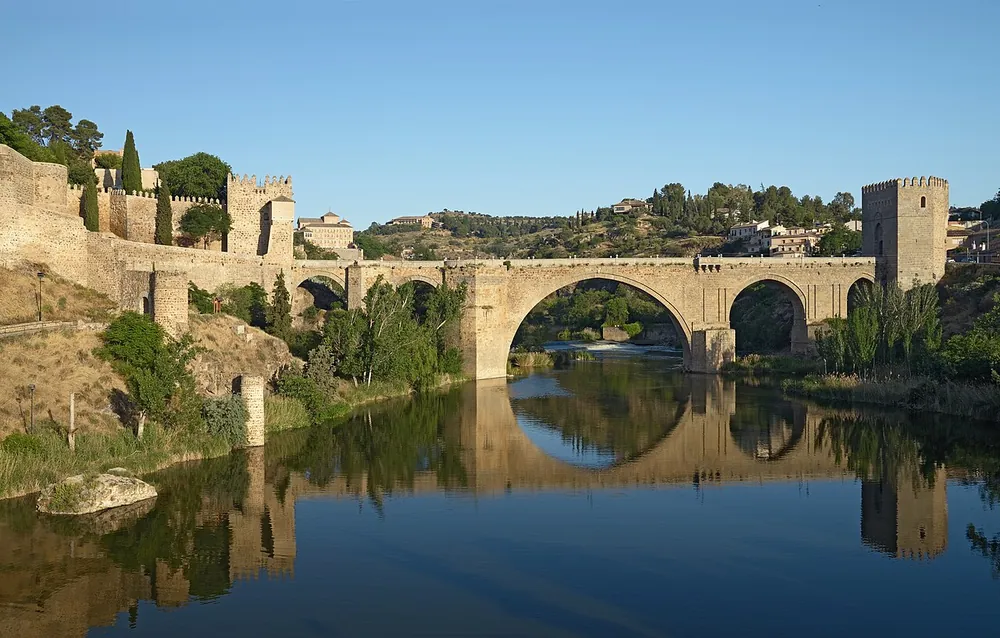 The fortified Puente de San Martin over the Tagus at Toledo
