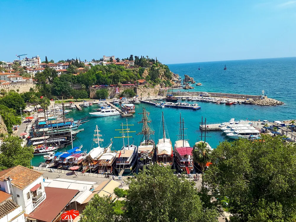 The old harbour at Kaleici, Antalya, below the cliffs