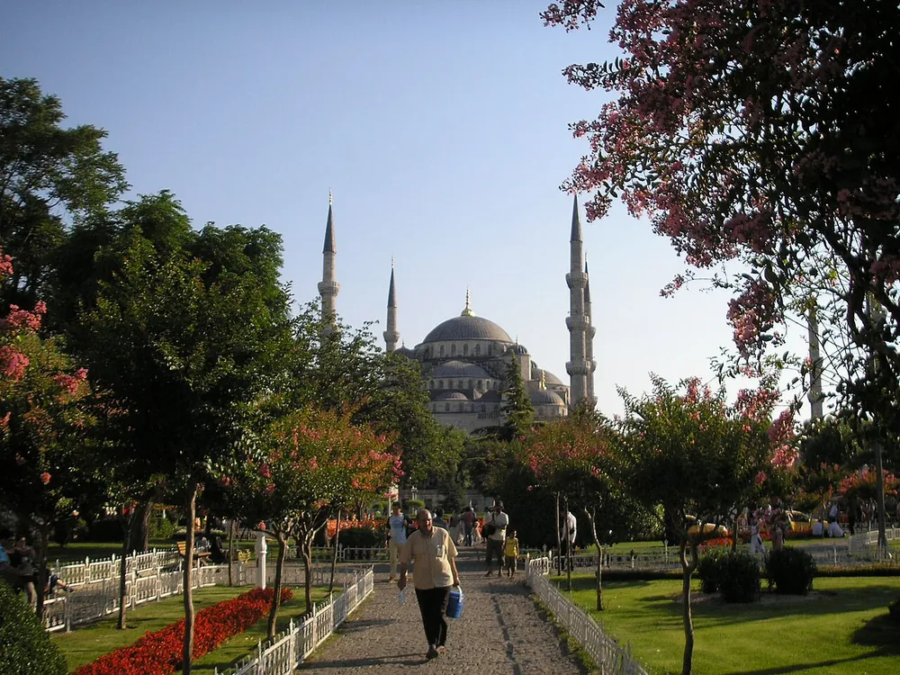 The Blue Mosque seen across the gardens of Sultanahmet