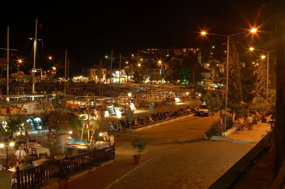 The harbour front at Kas in the evening